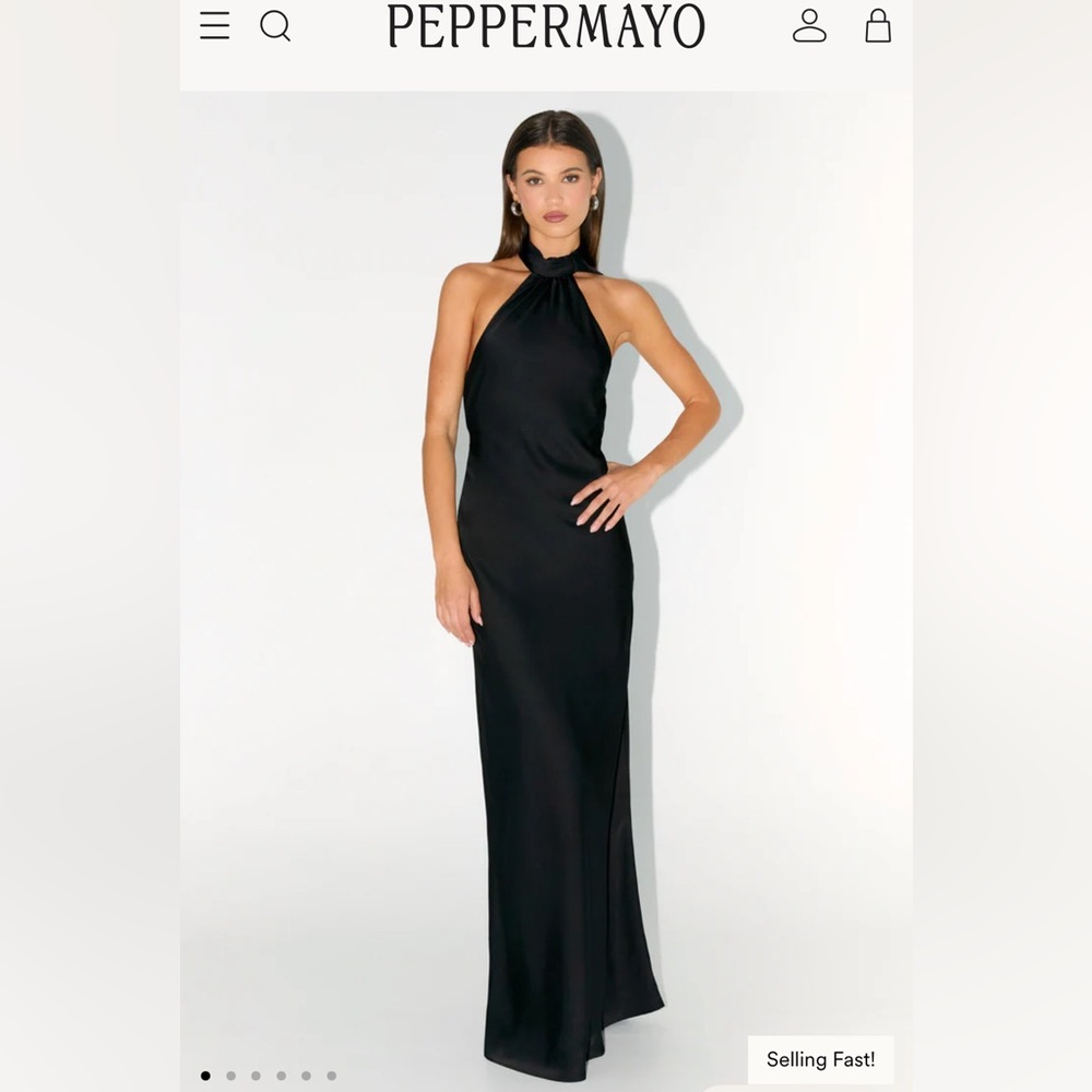 Peppermayo Black Halter Neck scarf maxi Dress